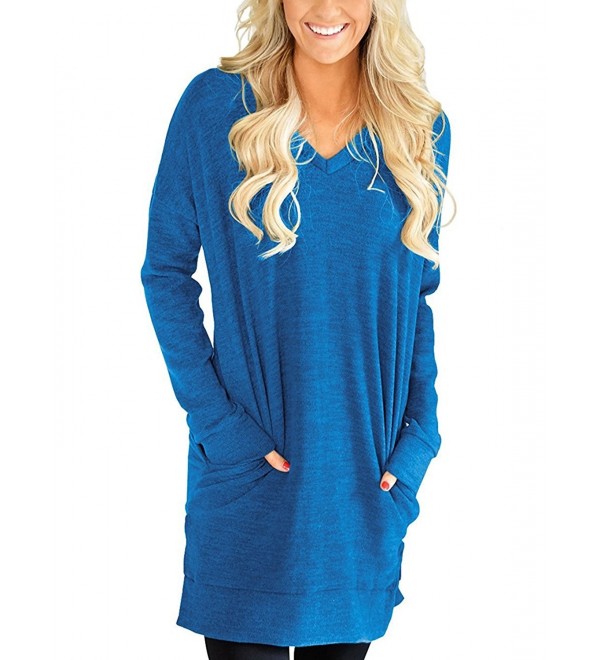 Womens Casual V Neck Sleeves Pullover