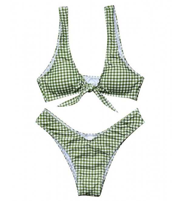 MOSHENGQI Gingham Printed Swimsuits Bikini