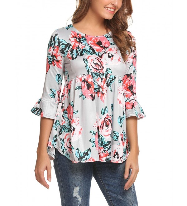 Elesol Womens Floral Pleated Casual