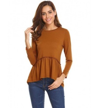 Elover Womens Sleeve Pleated Coffe S