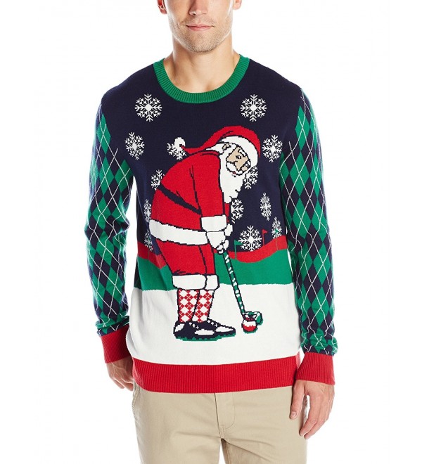 Ugly Christmas Sweater Men's Winter Golf Santa - Moonlight - CJ12LWYBE95