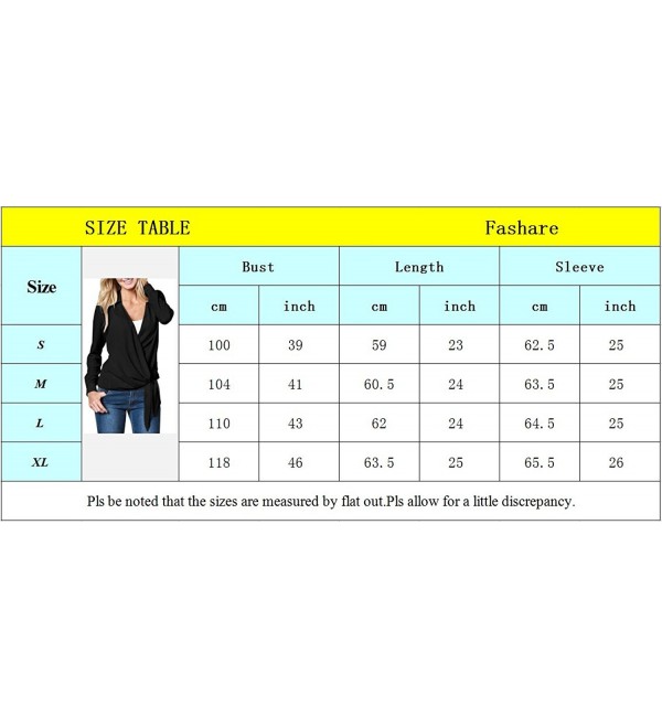 Womens Chiffon Blouses Wrap Top Tie Front Long Sleeve Casual Surplice ...