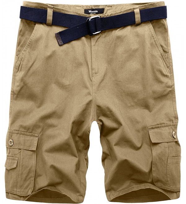 Wantdo Belted Pockets Relaxed Shorts