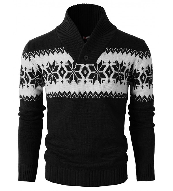 Mens Fashion Shawl Collar Pullover Christmas Sweater With Snowflake ...