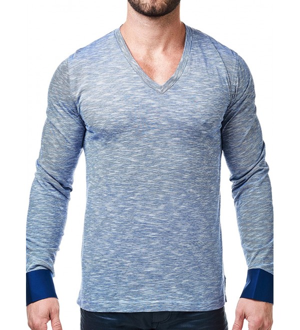 Mens Designer V Neck - Stylish & Trendy T Shirt - Blue Color - Tailored ...