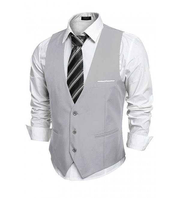 Men's Suit Vest- V-Neck 3 Button Slim Fit Formal Business Casual ...