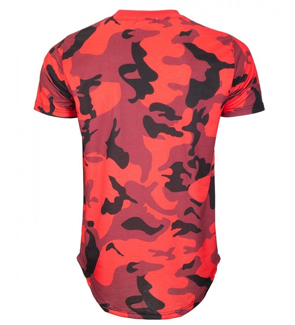 Mens Hipster Hip Hop Ripped Round Hemline Camouflage T Shirt (05MC ...