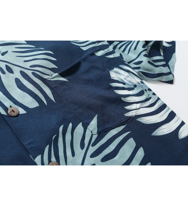 Men's Hawaiian Shirt Aloha Shirt Palm Leaves In Navy Blue - Palm Leaves ...