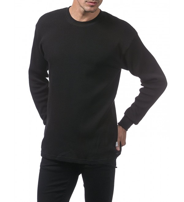 Men's Heavyweight Cotton Long Sleeve Thermal Top - Black - CD12O30D4MD