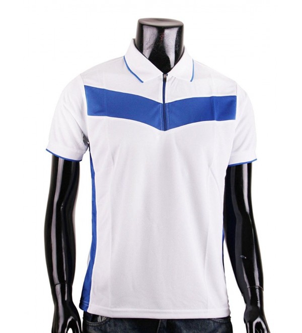 Men's Zip Polo Shirt Dri Short Sleeve Performance Polo Shirt - White ...