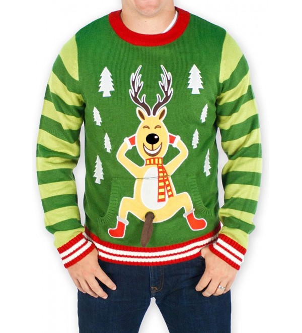 Frisky Reindeer Naughty Sweater Green