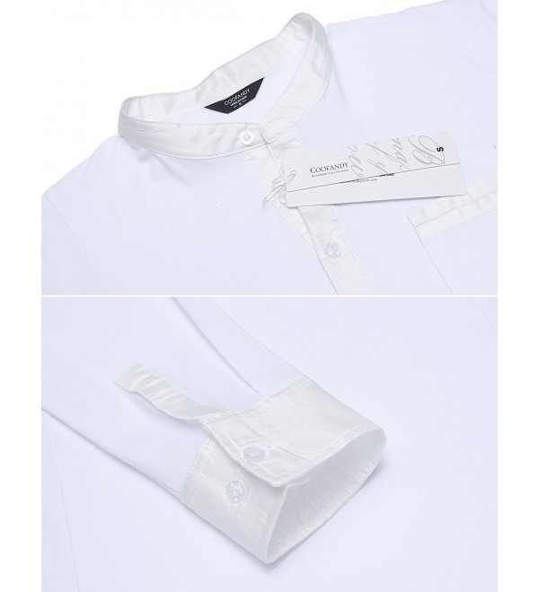 Men's Basic Long Sleeve Henley Shirt Casual Slim Fit T Shirt - White ...