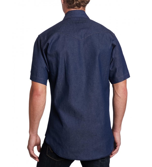 Men's Big-Tall Authentic Cowboy Cut Work Western Shirt - Blue - CN116EJIO5V
