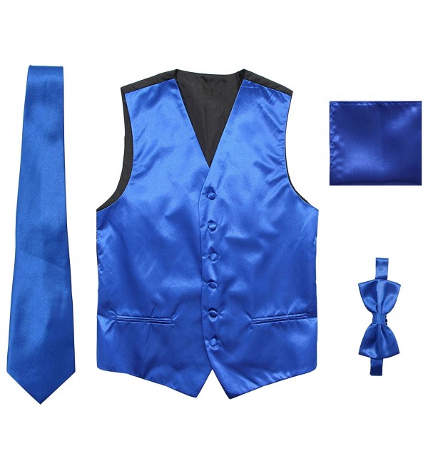 Bow Tie /& Handkerchief JAIFEI Satin Men Wedding Vest Set with Neck Tie