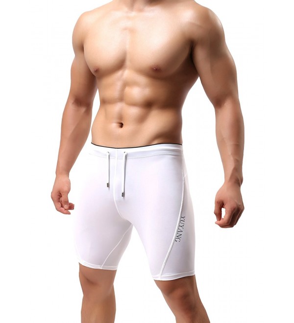 Men's See-through Cool Dry Capri Baselayer Tights Shorts - White ...