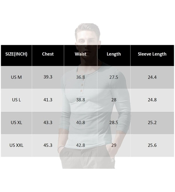 Mens Long Sleeve Button Up Henley Shirts Stretchy Slim Fit Athletic ...