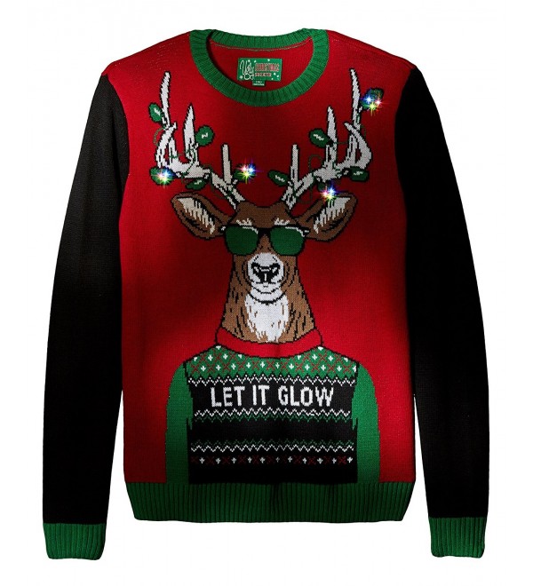 Ugly Christmas Sweater Men's Let It Glow Light-Up - Cayenne - CH12LWYBDY1