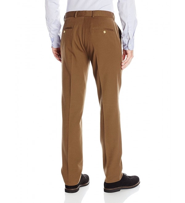 Men's Flat Front Slim Fit Ottoman Cotton Pant - Brown - CX12N731OJH