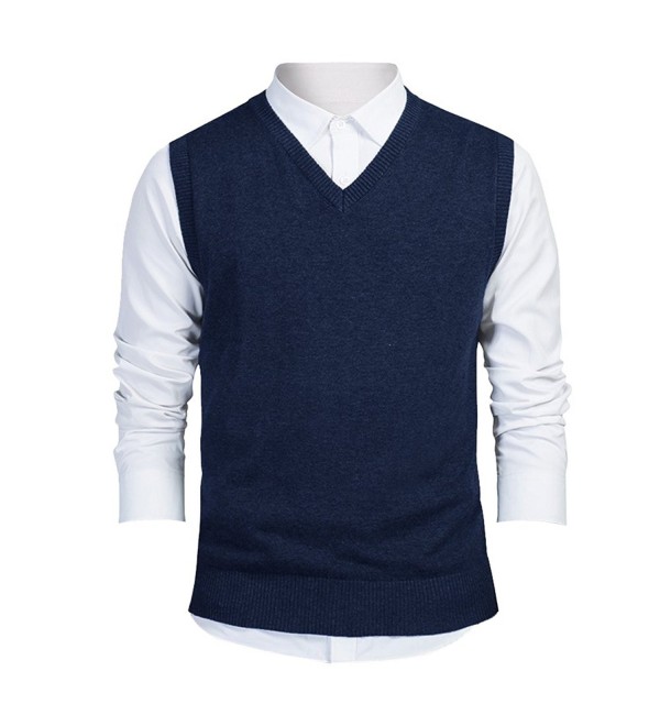 TopTie Business Sweater Cotton Pullover Navy XXL