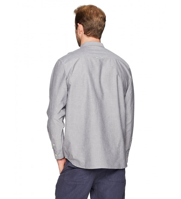 Men's Standard-Fit 100% Cotton Long-Sleeve Woven Shirt - Chambray ...