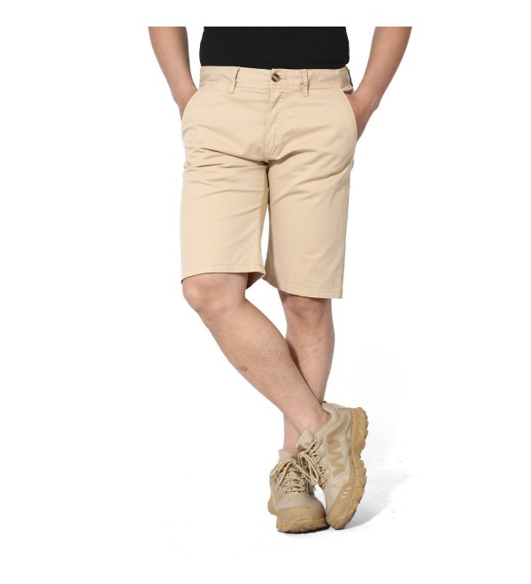 Men's Summer Classic-Fit Casual Solid Outwear Twill Shorts - Khaki ...