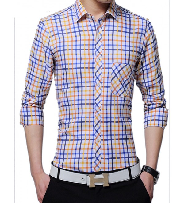 Men's Hipster Plaid Casual Slim Fit Long Sleeve Button Down Shirts ...