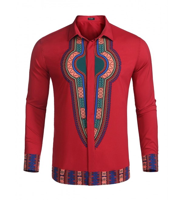 COOFANDY Sleeves African Dashiki Button