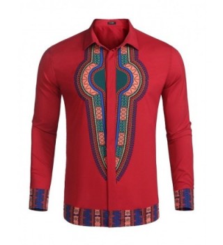 COOFANDY Sleeves African Dashiki Button