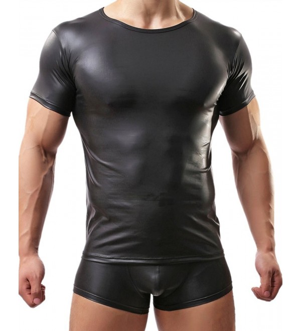 Fashion Leather T shirts Clothing C32