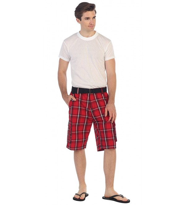 Gioberti Plaid Belted Shorts Striped
