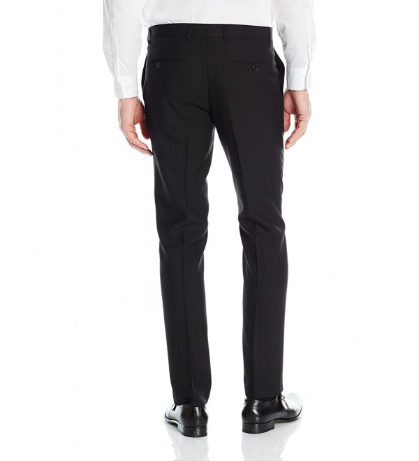 Men's Flat Front Slim Fit Hemmed Suit Separate Pant - Black Sharkskin ...