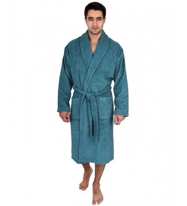 Men's Robe- Turkish Cotton Terry Shawl Bathrobe Made in Turkey - Teal ...