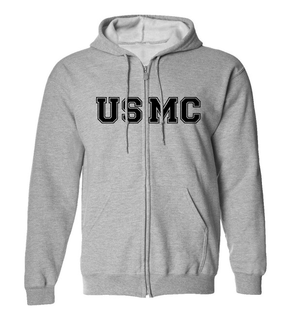 USMC Full Zip Hooded Sweatshirt Gray