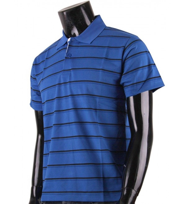 Men's Stripe Pique Polo Shirt Short Sleeve Polo Shirt - Royal Blue ...