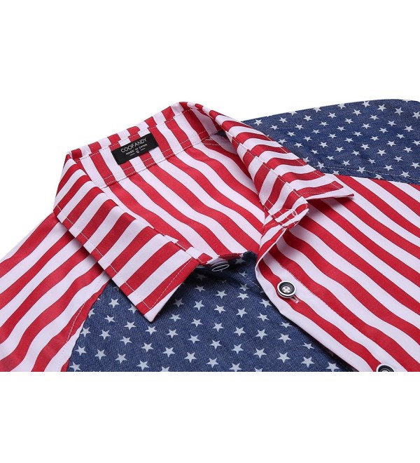 Men's American USA Flag Cotton Shirts Patriotic Casual Long Sleeve ...
