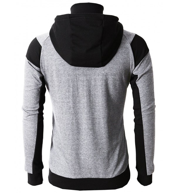 Mens Fashion Double Zipper Closer Hoodie Zip-Up With Two Tone Color ...