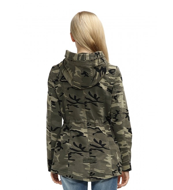 Womens Military Anorak Safari Jacket - Camouflage - C01862G04YC