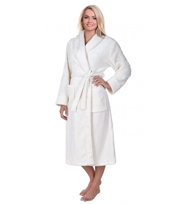 Mad Dog Concepts Women's Bath Robe - Warm Embossed Fleece Shawl Collar ...